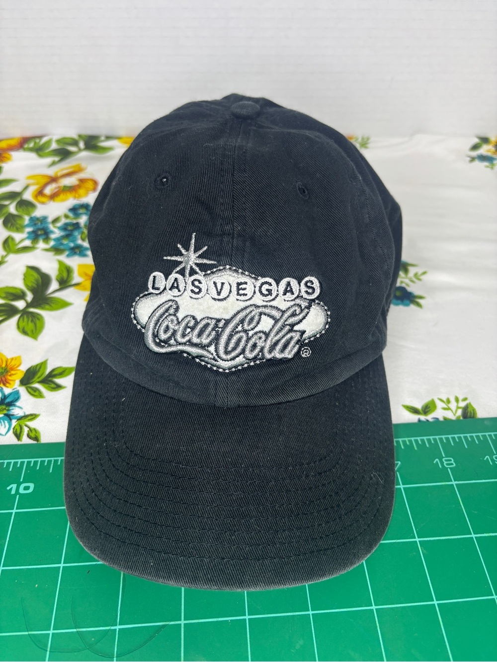 Las Vegas Coca-Cola Souvenir Baseball Cap Black Embroidered Silver Adjustable